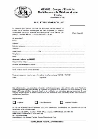 Bulletin d'Adhésion 2010 Bulletin d'Adhésion 2010